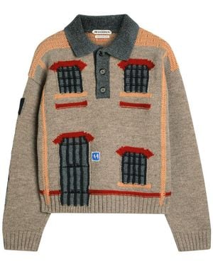 JW Anderson House Wool Polo Jumper - Natural