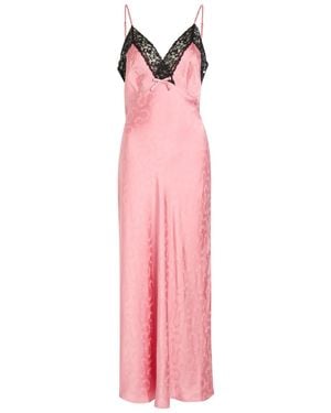 RIXO London Alberta Floral-Jacquard Lace And Satin Midi Slip Dress - Pink