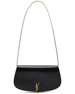 Saint Laurent Demilune Leather Wallet-On-Chain - White