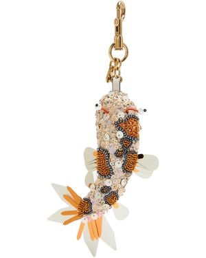 Anya Hindmarch Koi Fish Embellished Leather And Satin Bag Charm - White