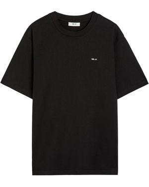 NN07 Adam Logo-Embroidered Cotton T-Shirt - Black