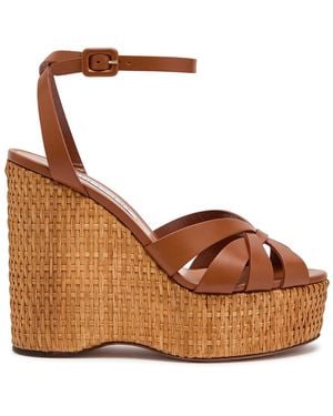 Aquazzura Copacabana 130 Leather Wedge Heels - Brown