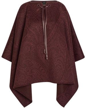 Etro Paisley-Print Wool-Blend Cape - Purple