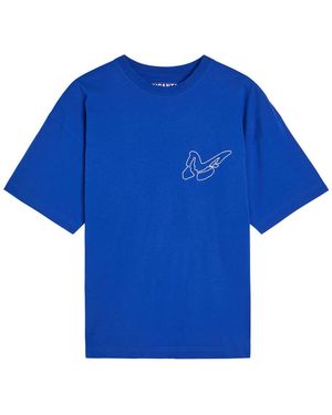 Picante Butterfly Printed Cotton T-Shirt - Blue