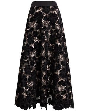 Alice + Olivia Lorena Cutwork Lace Maxi Skirt - Black