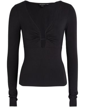 GOOD AMERICAN Notched Stretch-Jersey Top - Black