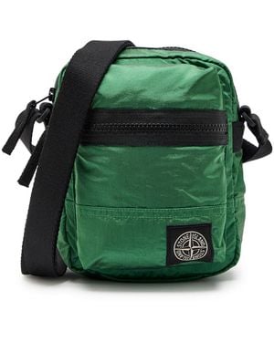 Stone Island Logo-Appliquéd Nylon Pouch Bag - Green