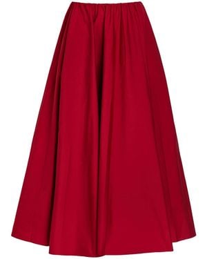STAUD Milano Stretch-Cotton Maxi Skirt - Red