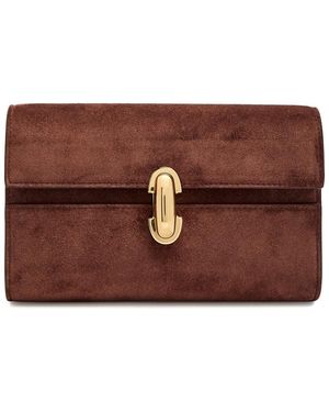 SAVETTE Symmetry Mini Suede Clutch - Brown