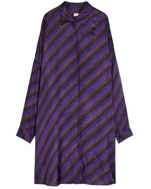 Dries Van Noten Dasia Striped Silk Midi Shirt Dress - Purple