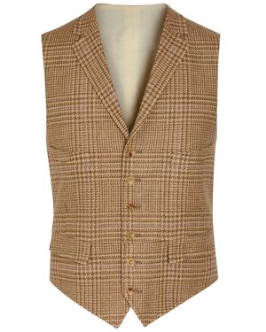 Polo Ralph Lauren Checked Linen-Blend Waistcoat - Brown