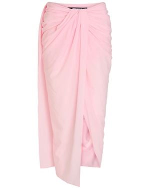Jacquemus La Jupe Pareo Draped Muslin Midi Wrap Skirt - Pink