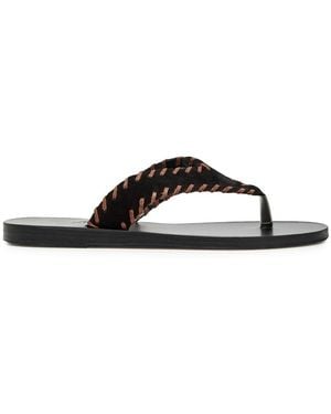 Ancient Greek Sandals Charys Whipstitch Suede Flip Flops - Black