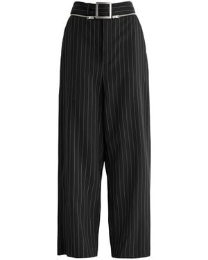 Jean Paul Gaultier Pinstriped Wide-Leg Wool Pants - Black