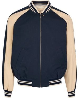 Valentino Garavani Panelled Cotton Bomber Jacket - Blue