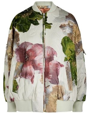 Stine Goya Norea Floral-Print Satin Bomber Jacket - Green