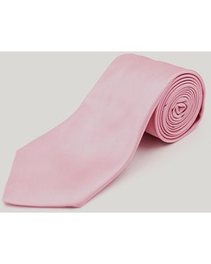 Harvie & Hudson Pink Plain Woven Silk Tie