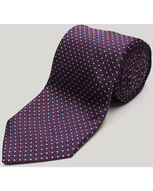 Harvie & Hudson Navy And Red Geometric Woven Silk Tie - Purple