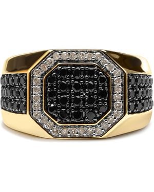 Haus of Brilliance 14K Plated .925 Sterling 1 1/4 Cttw And Diamond Signet Style Band Ring I-J Color, I2-I3 Clarity) - Black