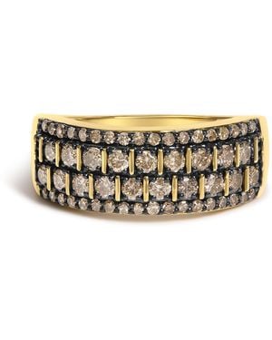 Haus of Brilliance 10K Plated .925 Sterling 3/4 Cttw Champagne Diamond Band Ring - White
