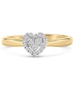 Haus of Brilliance 14K Plated .925 Sterling 1/10 Cttw Round-Cut Diamond Heart Engagement Ring (I-J Color, I3 Clarity) - Natural