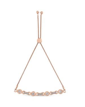 Haus of Brilliance 14K Plated .925 Sterling Channel Set Diamond Accent Twist 4”-10” Adjustable Bolo Bracelet (I-J Color, I3 Clarity) - Natural