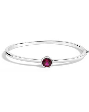 Haus of Brilliance 925 Sterling 7X7Mm Created Ruby Solitaire Bangle Bracelet - Metallic
