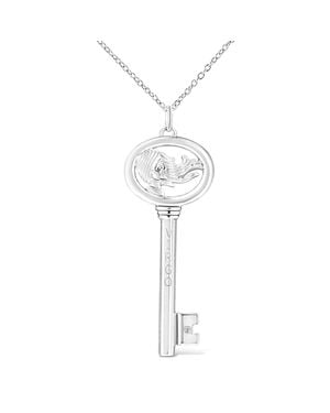 Haus of Brilliance 925 Sterling Diamond Accent Virgo Zodiac Key 18" Pendant Necklace (K-L Color, I1-I2 Clarity) - Metallic