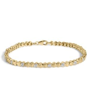 Haus of Brilliance Vermeil .925 Sterling 1/7 Cttw Diamond Puff Heart Bangle Bracelet - Metallic