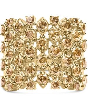 Haus of Brilliance 10K 2.0 Cttw Diamond Mesh Link Cocktail Ring - Metallic