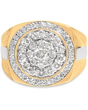 Haus of Brilliance 10K 1 1/2 Cttw Diamond Cluster And Halo Signet Ring (K-L Color, I1-I2 Clarity) - White