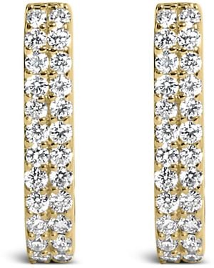 Haus of Brilliance 10K 1/4 Cttw Lab Grown Diamond Double Row Huggie Hoop Earrings - Metallic