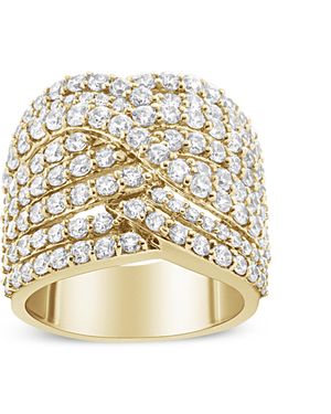 Haus of Brilliance 10K 3.0 Cttw Diamond Eight-Row Bypass Crossover Statement Band Ring (H-I Color, I2-I3 Clarity) - Natural