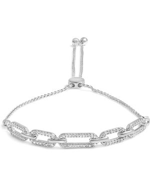 Haus of Brilliance 925 Sterling 1/2 Cttw Diamond Paperclip Link Adjustable Bolo Bracelet (G-H Color, Si1-Si2 Clarity) - Black