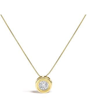 Haus of Brilliance 14K 1 3/8 Cttw Bezel Set Round Diamond Solitaire Pendant Necklace - Metallic