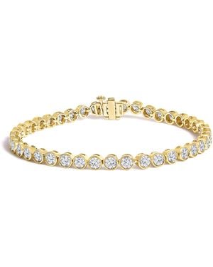 Haus of Brilliance 10K 8.0 Cttw Bezel Set Round Diamond Tennis Bracelet - Metallic