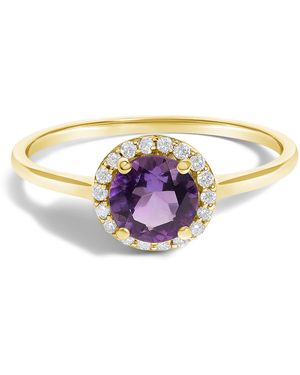 Haus of Brilliance 10K Amethyst And 1/10 Cttw Diamond Halo Ring - Yellow