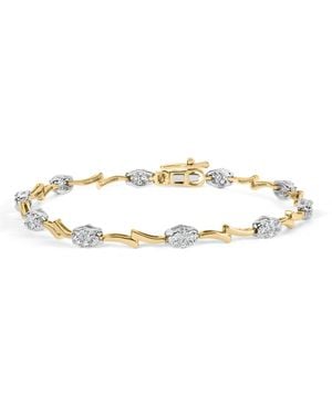 Haus of Brilliance 10K And 1.00 Cttw Diamond Oval Shaped Cluster Link Bracelet (I-J Color, Si2-I1 Clarity) - Metallic