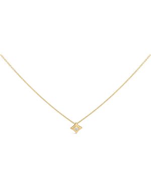 Haus of Brilliance 10K 1/5 Cttw Bezel Set Princess Diamond Kite Shaped Solitaire Pendent Necklace - Metallic