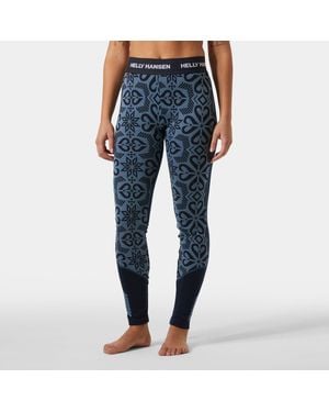 Helly Hansen Lifa Merino Midweight Graphic Base Layer Pants - Blue