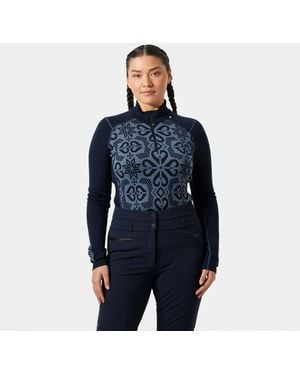 Helly Hansen Lifa Merino Midweight Graphic Half-Zip Base Layer Blu