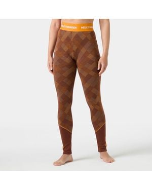 Helly Hansen Lifa Merino Midweight Graphic Base Layer Pants - Brown