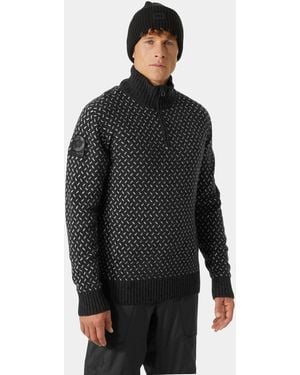 Helly Hansen Arctic Ocean Icelander Wool Knit Half-zip Sweater - Black