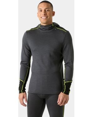 Helly Hansen Lifa Merino Midweight Base Layer Hoodie Hombre - Negro