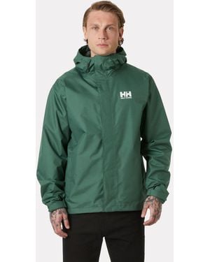 Helly Hansen Seven J Waterproof Windproof Breathable Rain Jacket - Green