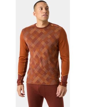 Helly Hansen Lifa Merino Midweight Crew Base Layer - Brown