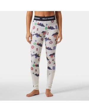 Helly Hansen Lifa Merino Midweight Graphic Base Layer Trousers - Blue