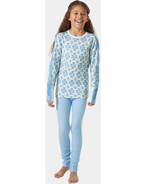 Helly Hansen Junior's Hh Graphic Lifa Merino Midweight Base Layer Set - Blue
