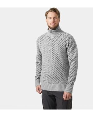 Helly Hansen Arctic Ocean Icelander Wool Knit Half-Zip Sweater - Gray