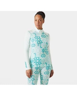 Helly Hansen Lifa Merino Midweight Graphic 1/2 Zip Base Layer - Blue
